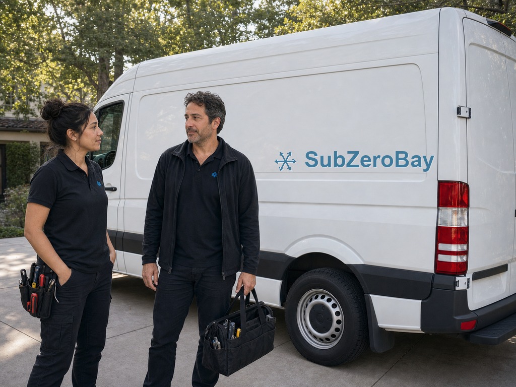 The SubZeroBay team beside their service van