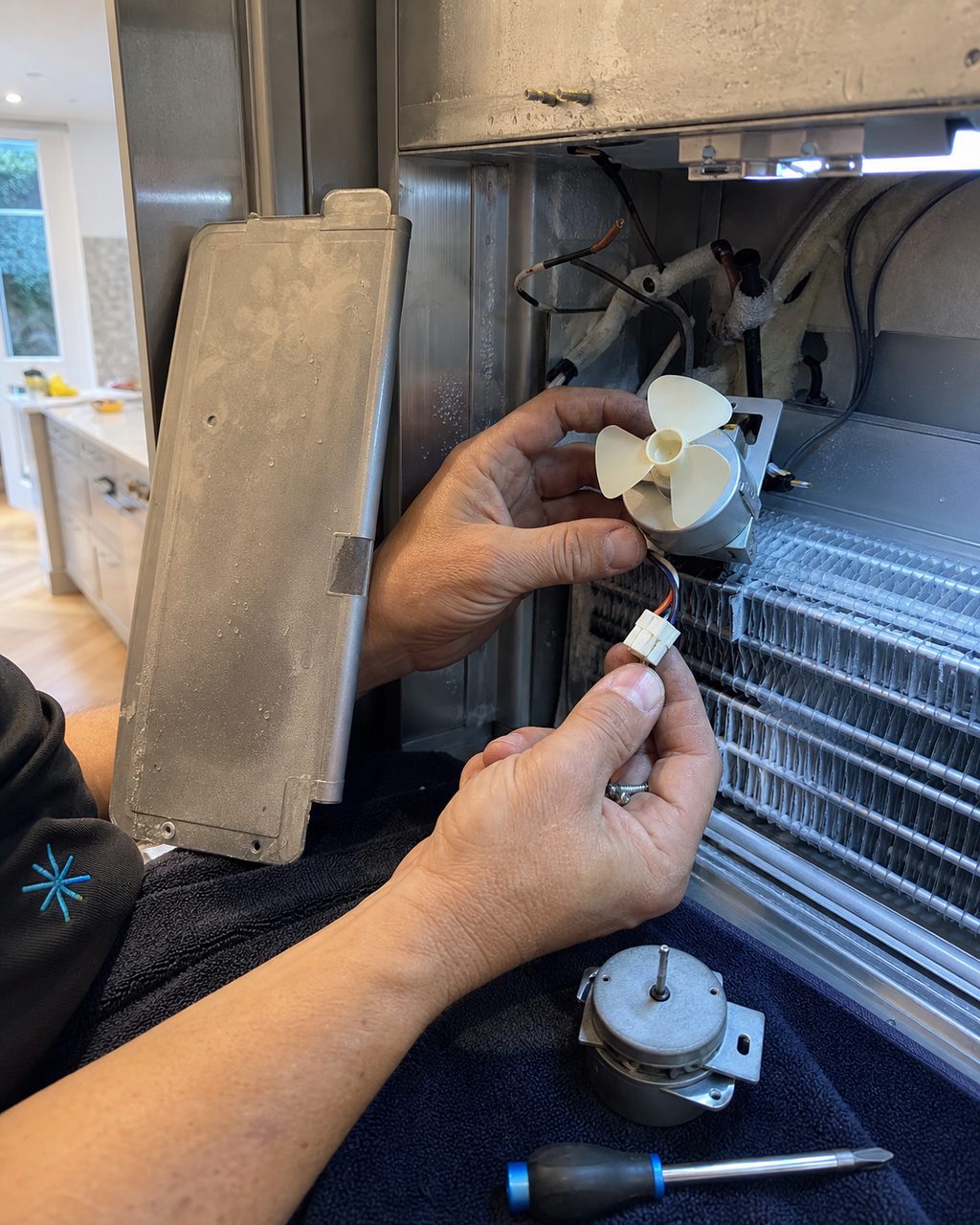 SubZeroBay technician performing freezer repair
