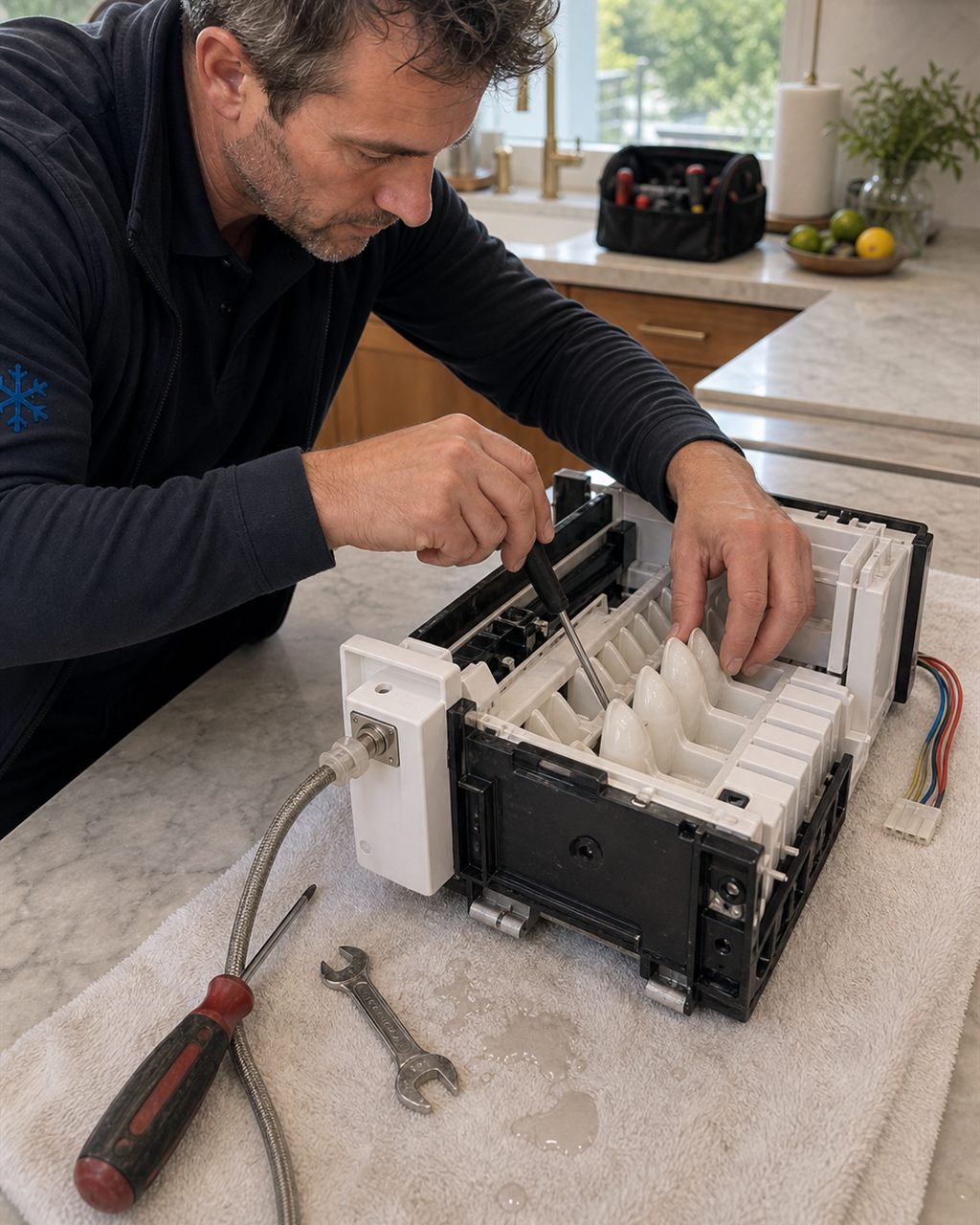 SubZeroBay technician performing ice maker repair